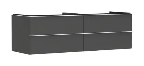 Waschtischunterschrank in diamantgrau matt von Hansgrohe mit vier schlichten Schubkästen, geeignet für Konsolen-Aufsatzwaschtische.